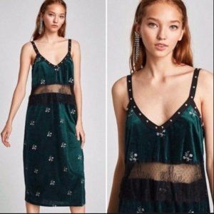 Zara Emerald Velvet Midi Dress